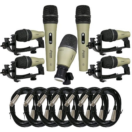 Kit de microfones para bateria Arcano AM-GOLD7 + 7 cabos XLR-XLR