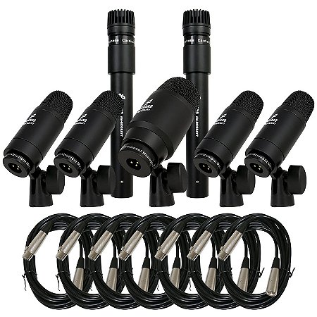 Kit de microfones para bateria Arcano AM-BKGRAY7 + 7 cabos XLR-XLR