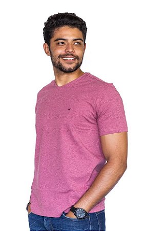 Camiseta Mescla Vinho Gola V
