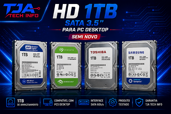 HD 1TB SATA 3.5” para PC – Semi Novo | TJA Tech Info