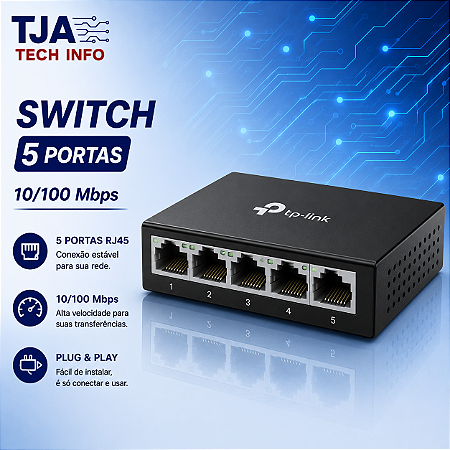 Switch 5 Portas 10/100 Mbps | Hub RJ45 Ethernet Rede LAN