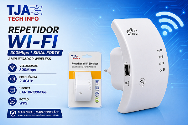 Repetidor Wi-Fi 300Mbps 2.4GHz | Amplificador de Sinal Wireless