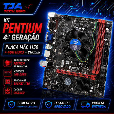 Kit Pentium 4ª Geração Socket 1150 Placa Mãe Cooler 4GB DDR3 Completo