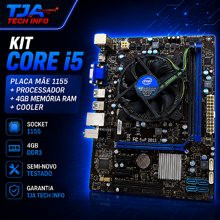 Kit Core i5 Placa Mãe 1155 4GB DDR3 Cooler Semi-novo Testado