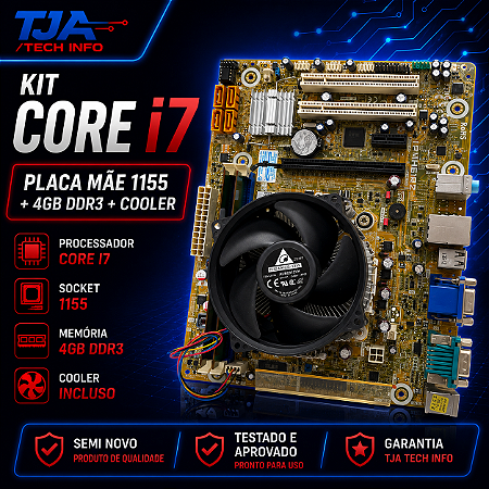 Kit Core i7 Placa Mãe 1155 4GB DDR3 Cooler Semi Novo testado