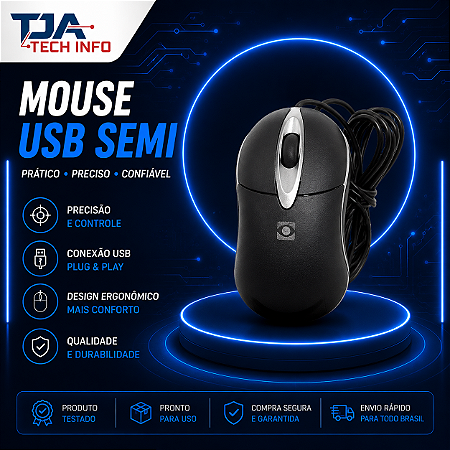 Mouse USB com Fio Óptico Semi Novo para PC e Notebook