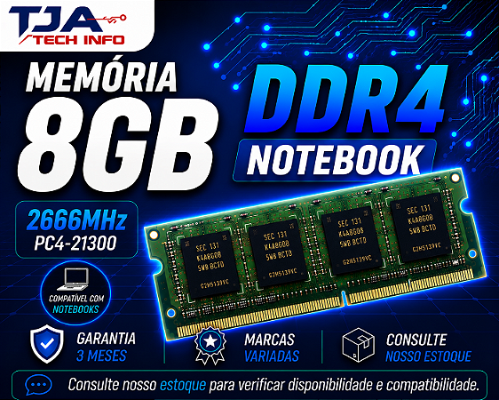 Memória Notebook DDR4 8GB 2666MHz PC4-21300 SO-DIMM