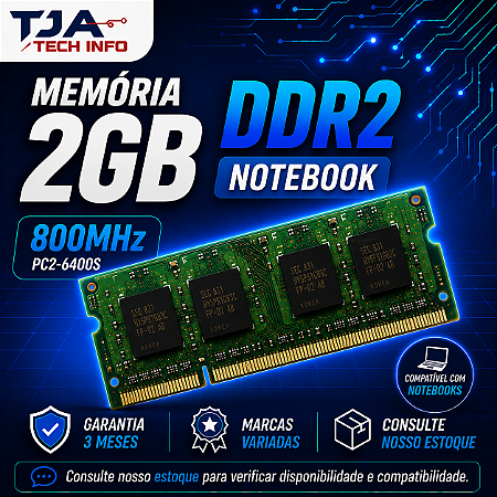 Memória Notebook DDR2 2GB 800MHz PC2-6400 SO-DIMM