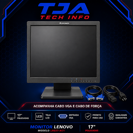Monitor 17” Quadrado LCD Semi Novo | VGA + Energia | Multimarcas | Testado