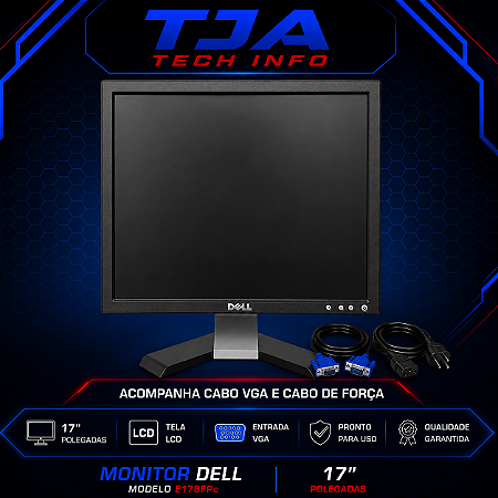 Monitor Dell 17” Quadrado LCD Semi Novo | VGA + Energia | Pronta Entrega