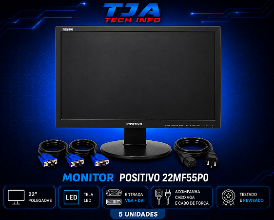 Monitor 22” LCD Wide | Semi Novo com VGA | Garantia 3 Meses | Econômico