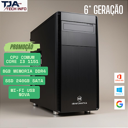 CPU Intel i3 6ª Geração  8GB DDR4  SSD 240GB  Wi-Fi  1151  NOVA na Caixa! 🆕💻