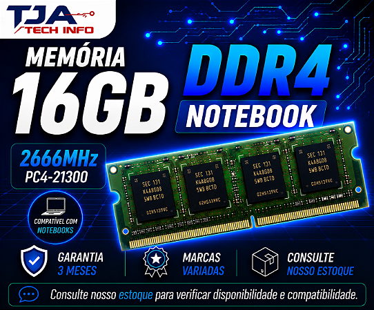Memória Notebook DDR4 16GB 2666MHz PC4-21300 SO-DIMM