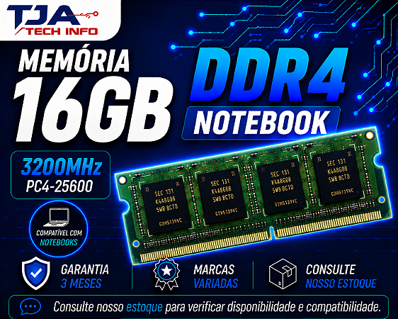Memória Notebook DDR4 16GB 3200MHz PC4-25600 SO-DIMM