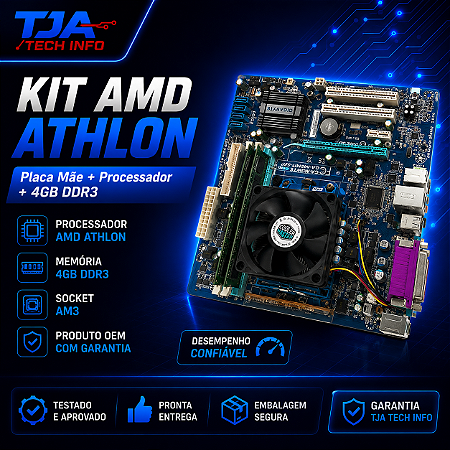 Kit AMD Athlon 4GB DDR3Socket AM3 OEM Garantia Pronta Entrega
