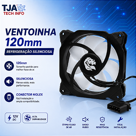 Ventoinha Cooler para PC 120mm 12V Molex | Refrigeração Silenciosa
