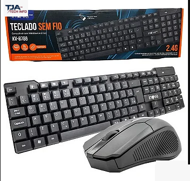 Kit Teclado + Mouse Sem Fio USB – ABNT – Novo com Garantia!