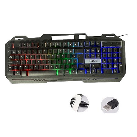 TECLADO GAMER SEMI MECANICO COM RGB INOVA - KEY-9818