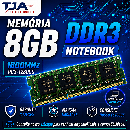 Memória Notebook DDR3 8GB 1600MHz PC3-12800S SO-DIMM
