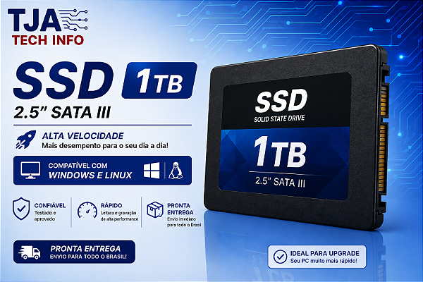 SSD 1TB 2.5" SATA III | Alta Velocidade | Windows e Linux | Pronta Entrega