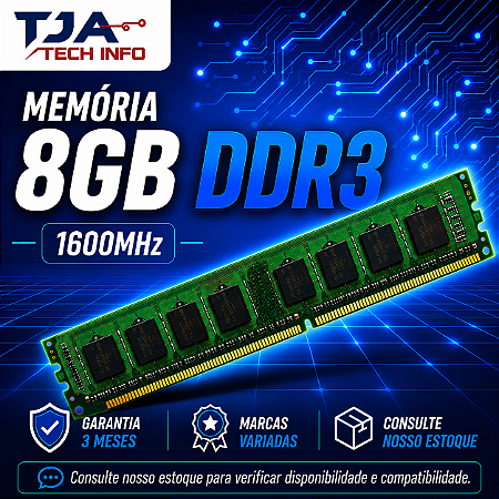 Memória DDR3 8GB 1600MHz PC3-12800 Desktop Computador