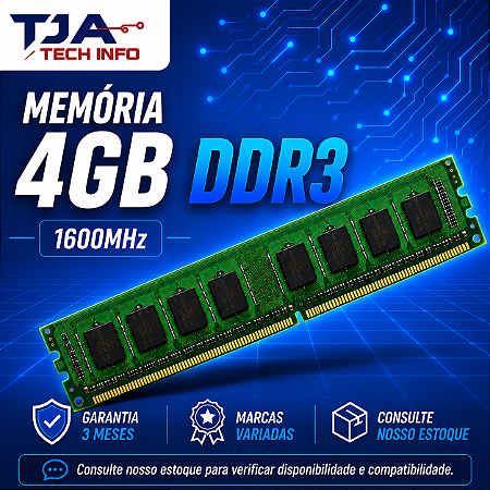 Memória DDR3 4GB 1600MHz PC3-12800 Desktop Computador