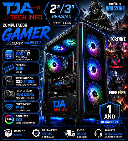Computador Gamer i7 3ª Geração 8GB SSD 240GB Placa de Vídeo 4GB DDR5