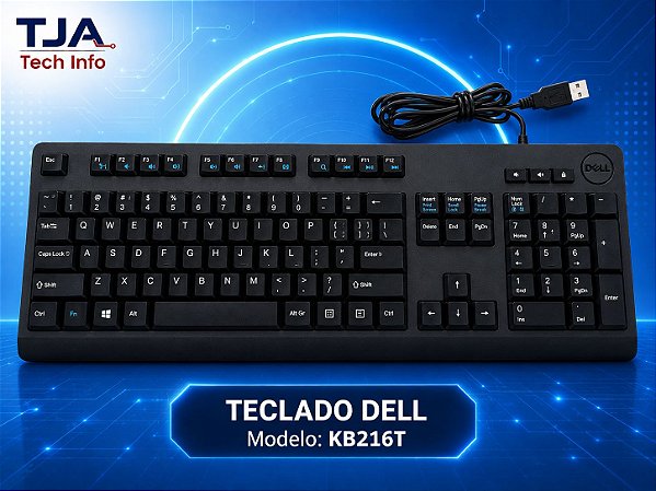 Teclado Dell KB216-BK-LTN USB ABNT2 Preto Original para Computador