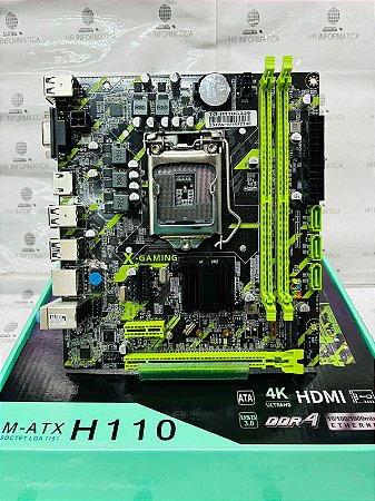 Placa Mãe H110 DDR4 – LGA 1151 | Suporte 6ª até 9ª Geração Intel | HDMI + VGA | ATX