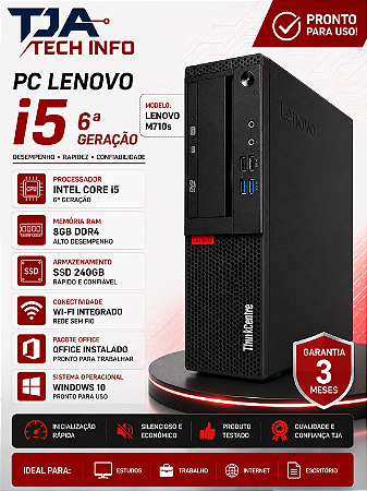 PC Lenovo ThinkCentre M710s Intel Core i5 6ª Geração 8GB DDR4 SSD 240GB Wi-Fi Office