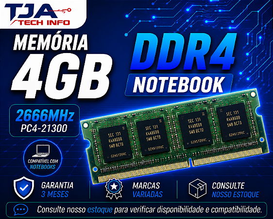 Memória Notebook DDR4 4GB 2666MHz PC4-21300 SO-DIMM