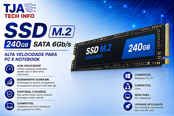 SSD M.2 240GB SATA III 6Gb/s | Alta Velocidade para PC e Notebook