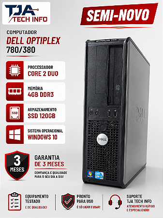 Computador Dell Optiplex 780/380 Core 2 Duo 4GB DDR3 SSD 120GB Windows 10 Semi-Novo