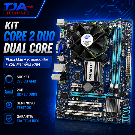 Kit Core 2 Duo / Dual Core 2GB DDR3 ou DDR2 Socket 775 ou AMD Semi Novo Garantia maquineiro