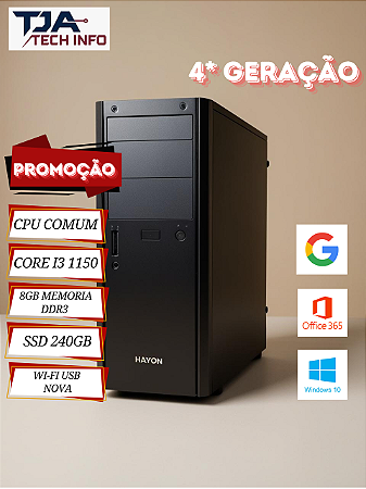 CPU  i3 4ª Geração  8GB DDR3  SSD 240GB  Wi-Fi Socket 1150 NOVA 🔥