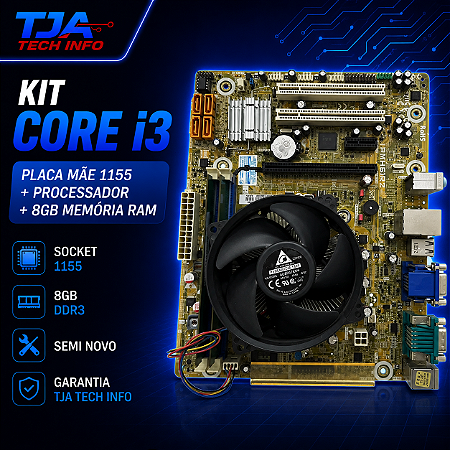 Kit Core i3 8GB DDR3 Placa Mãe 1155 Cooler Semi Novo 💻