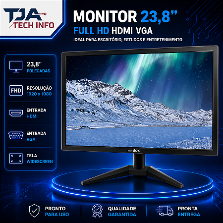 Monitor 23.8” Full HD HDMI VGA | Ideal p/ Escritório, Estudos e Entretenimento