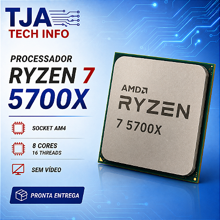 Processador AMD Ryzen 7 5700X AM4 | 8 Núcleos 16 Threads | Até 4.6GHz | Sem Vídeo