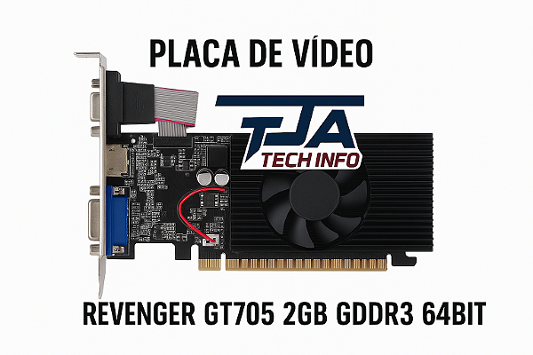 Placa de Vídeo Revenger GT705 2GB GDDR3 64 Bits HDMI DVI VGA PCI Express – Nova