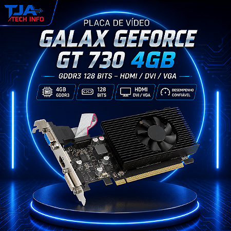 Placa de Vídeo Galax GeForce GT 730 4GB GDDR3 128 Bits – HDMI / DVI / VGA