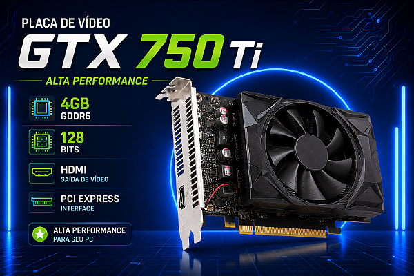 Placa de Vídeo GTX 750 Ti 4GB GDDR5 128 Bits – HDMI – Alta Performance