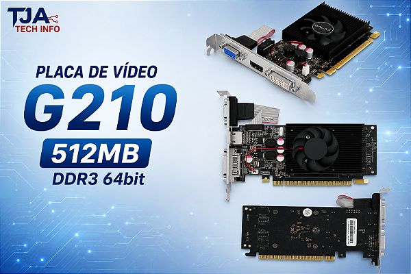 Placa de Vídeo GeForce G210 512MB DDR3 64 Bits – HDMI DVI VGA – Seminova