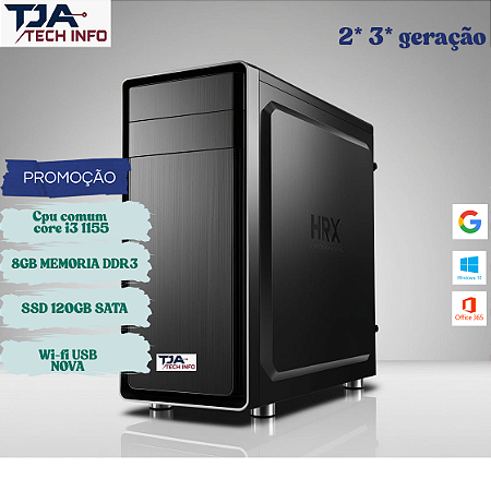 Computador Intel Core i3 2ª/3ª Geração | 8GB DDR3 | SSD 120GB | Wi-Fi | Windows 10 Ativado – TJA Tech Info