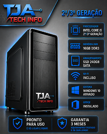 Computador Intel Core i5 16GB RAM SSD 240GB Wi-Fi Windows 10 Ativado TJA Tech Info