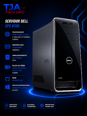 Servidor Dell XPS 8700 Core i7-4790 16GB RAM SSD 480GB GeForce GT 720 1GB Windows 10 Semi Nova