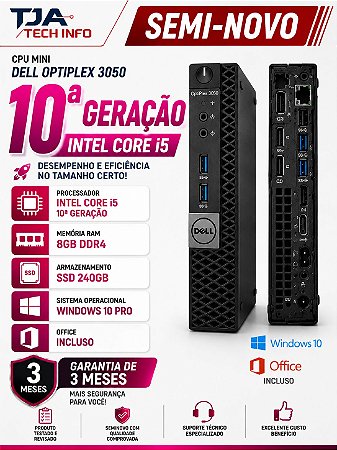 Mini PC Dell OptiPlex 3080 Micro Core i5 10ª Geração 8GB SSD 256GB Windows 11 Pro