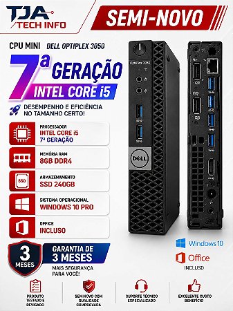 Mini PC Dell OptiPlex 3050 Micro Core i5 7ª Geração 8GB DDR4 SSD 240GB Windows 10 Pro