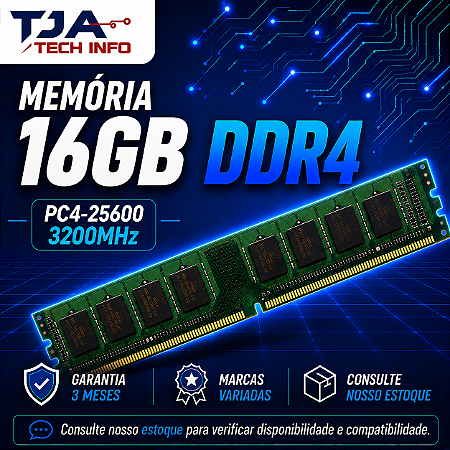 Memória DDR4 16GB 3200MHz PC4-25600 Desktop Computador