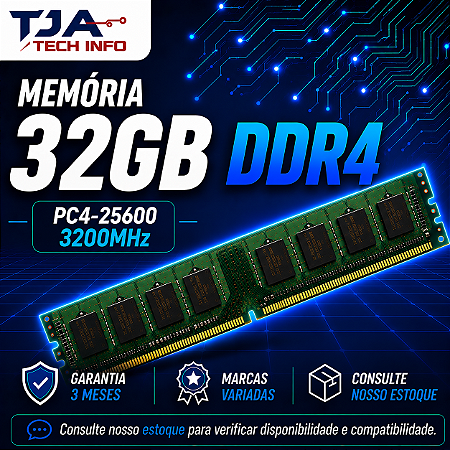 Memória DDR4 32GB 3200MHz PC4-25600 Desktop Computador