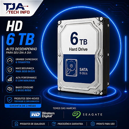 HD Interno 6TB SATA 3.5" para Desktop, Servidor e DVR